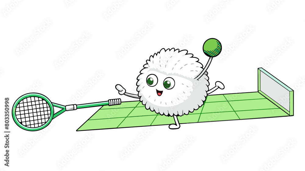 Poster a white fuzzy ball flies through the air as a player swiftly swings their racket sending the ball to
