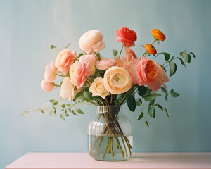 Fototapeta premium Mother's Day card. International Women's Day. Flowers backdrop.