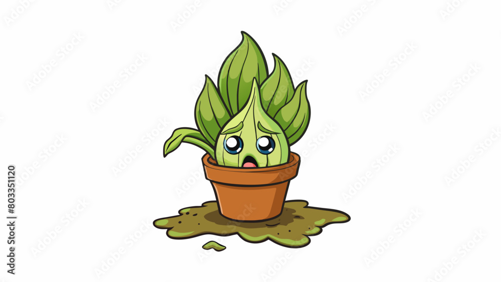 Aufkleber biological object a plant wilting and dying due to lack of sunlight and water unable to sustain itse
