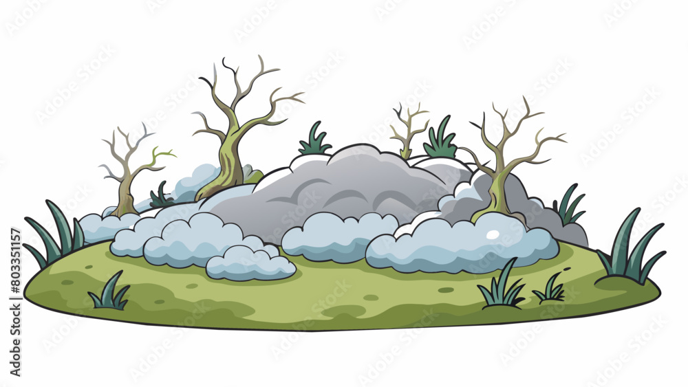 Aufkleber chilly and overcast the sky was covered in a thick layer of gray clouds casting a dim light over eve