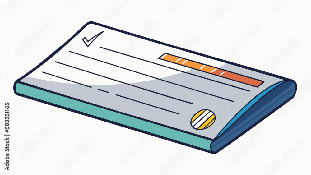 Poster Check A rectangular piece of paper with various lines and numbers printed on it. It has a blank space for the user to write the recipients name amount. Cartoon Vector