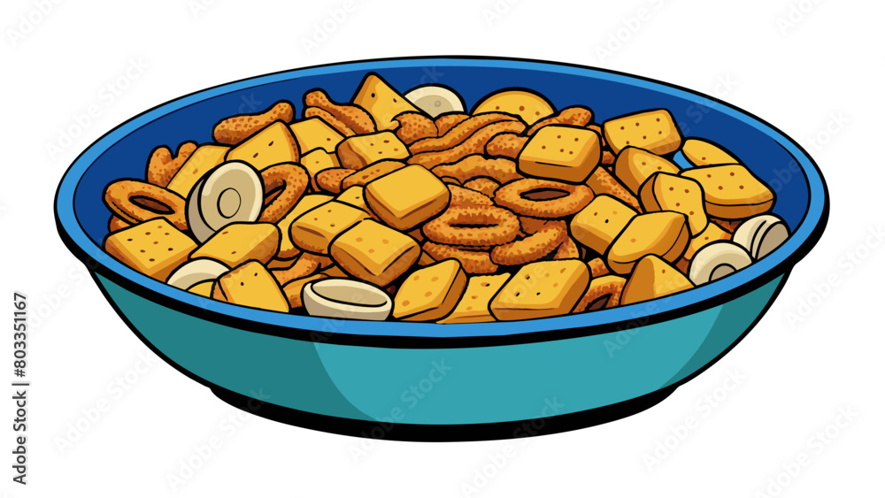 Poster chex mix a mix of savory snacks like pretzels cereal and nuts all coated in a flavorful seasoning fo