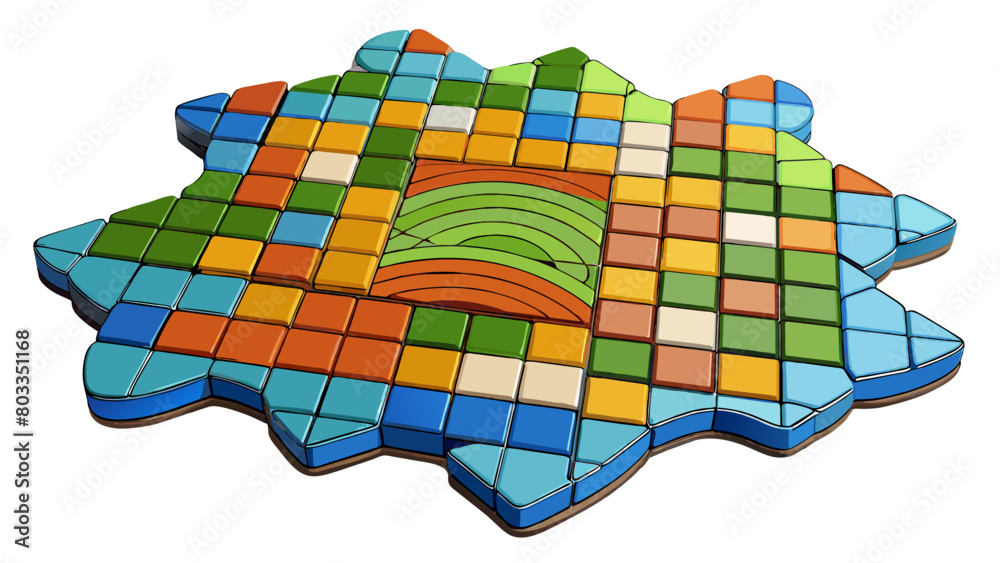 Poster ceramic tile mosaic a large mural created by assembling small ceramic tiles into a larger picture or