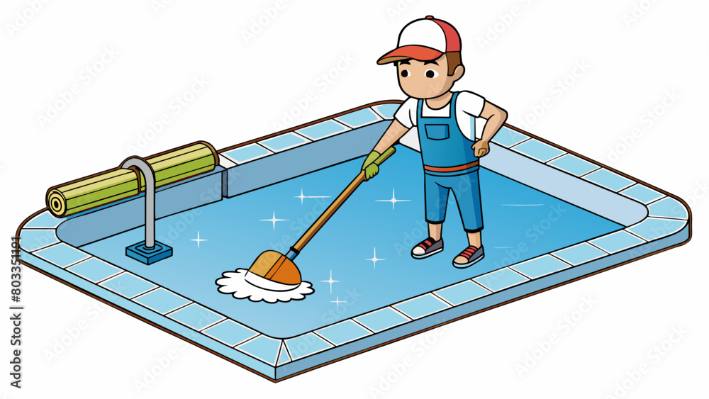 Poster cleaning a swimming pool regular maintenance to keep a pool safe and hygienic. involves testing and 