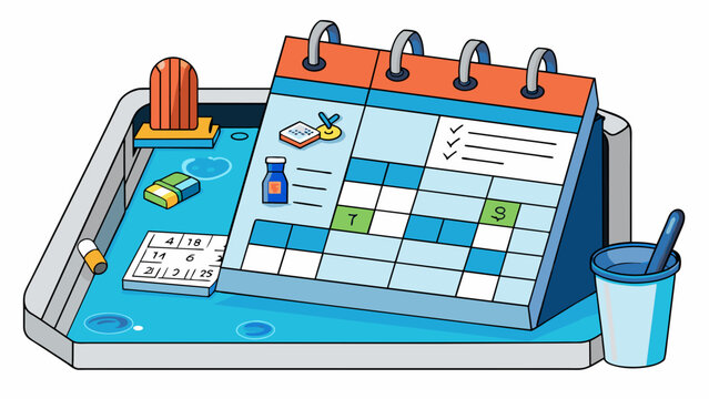 BiWeekly Pool Maintenance Schedule This schedule includes tasks like checking the pH levels adding chlorine and cleaning the pools filter. It also. Cartoon Vector