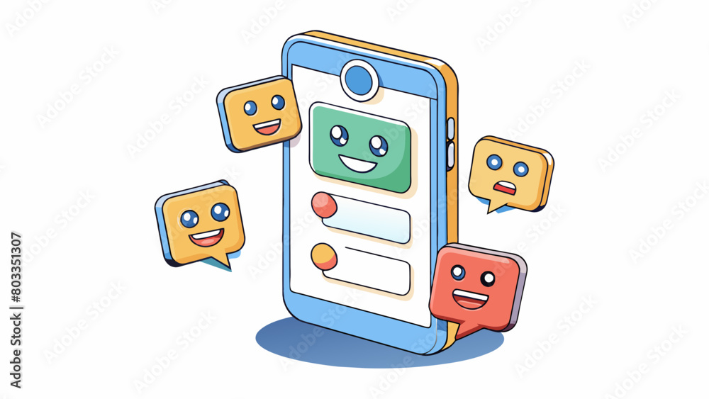 Poster  Easytouse messaging system for private interactions with other users. Cartoon Vector