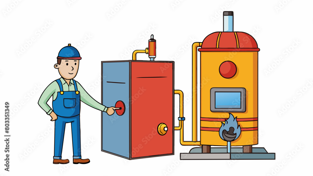 Poster Finally when the boiler has been in operation for a sufficient amount of time and there is enough steam for the desired purpose the operator must shut. Cartoon Vector