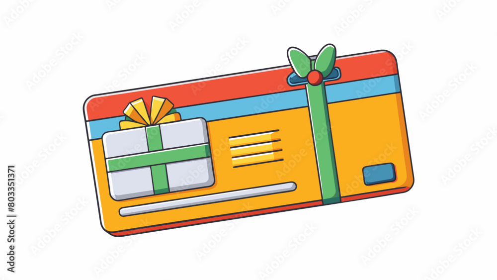 Poster gift card a small rectangular piece of plastic with a magnetic strip on the back. it has a colorful 