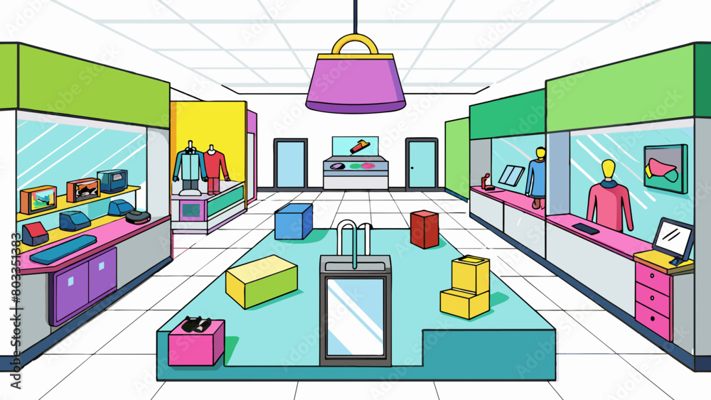 Poster from electronics to clothing a wide variety of stores line the malls corridors. each storefront is a