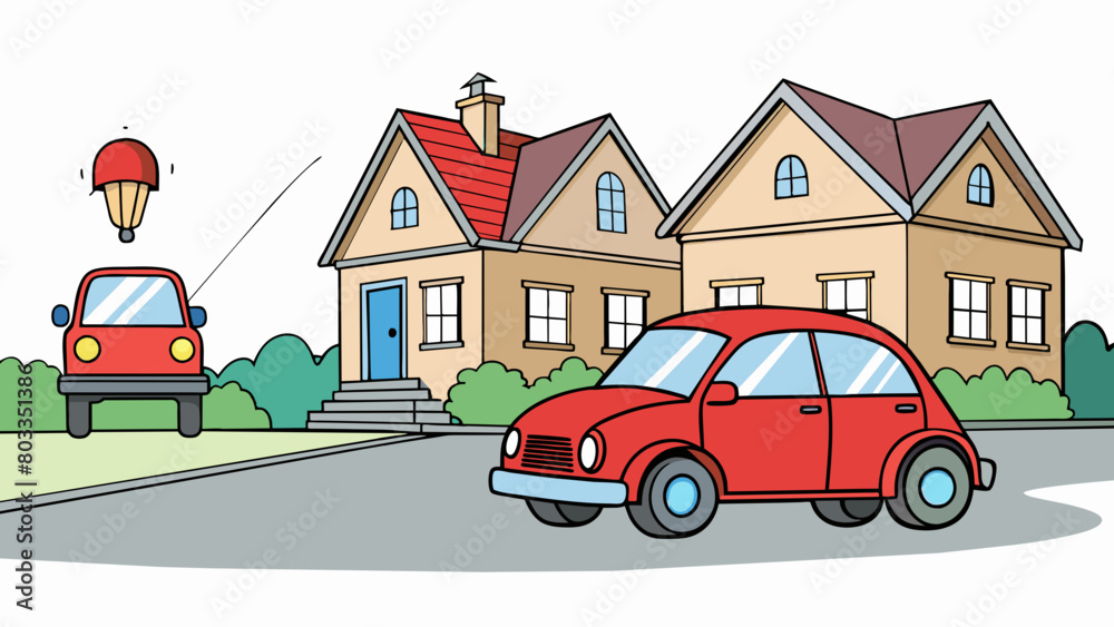 Poster highpitched and shrill a car alarm going off in a quiet neighborhood the sound ting through the air.