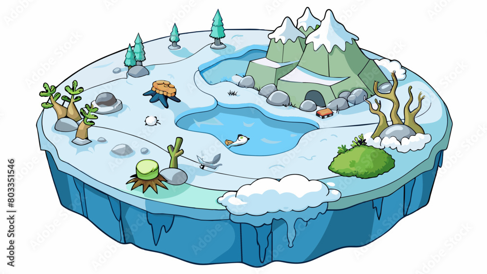 Poster in a polar climate the air is frigid and the ground is covered in thick layers of ice and snow makin