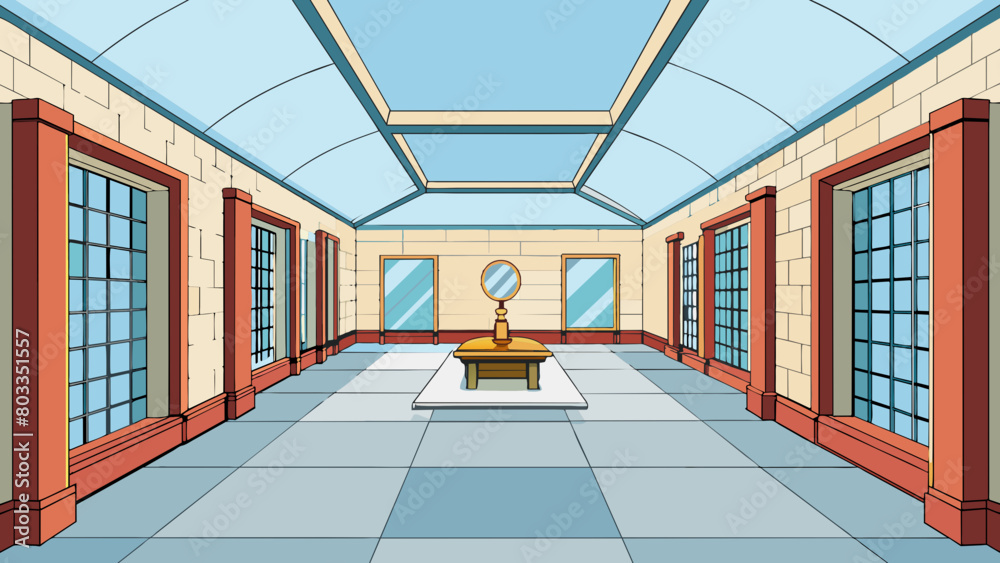 Poster in a room with high ceilings the walls seem to stretch upward and appear taller than they actually a