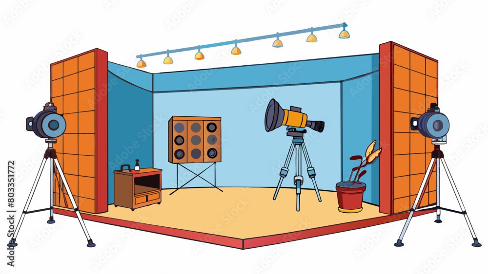Poster in the photography studio there was a large backdrop hanging from the ceiling waiting to be pulled d