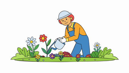 In the garden the owner is the master of their domain carefully tending to each delicate flower and plant with a gentle touch. Their green thumb and. Cartoon Vector