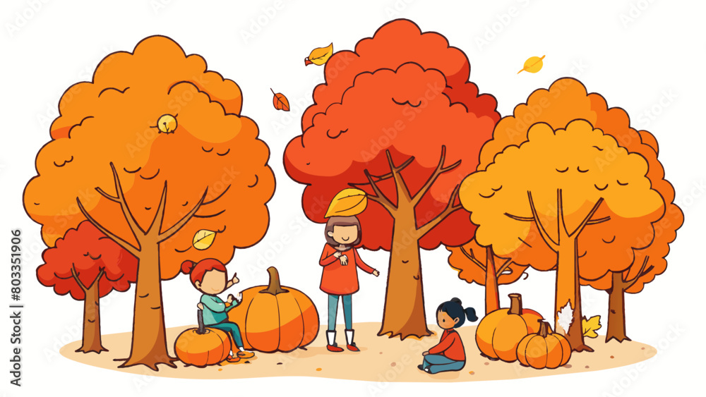Aufkleber october trees are adorned with shades of red orange and yellow leaves in october. the air is crisp a