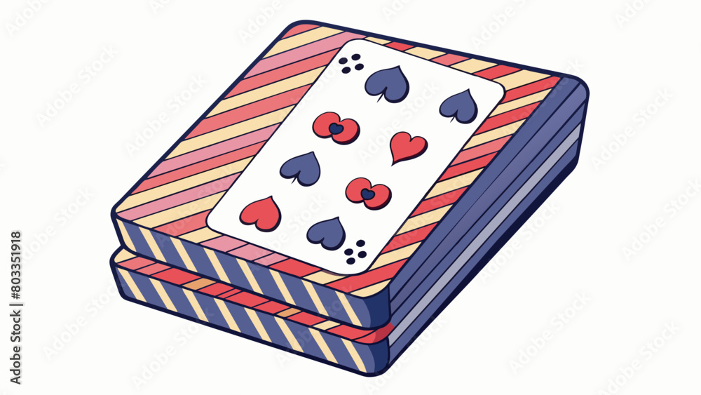 Poster Pattern variation A pack of playing cards each with a unique design on the back such as stripes dots or floral prints.. Cartoon Vector