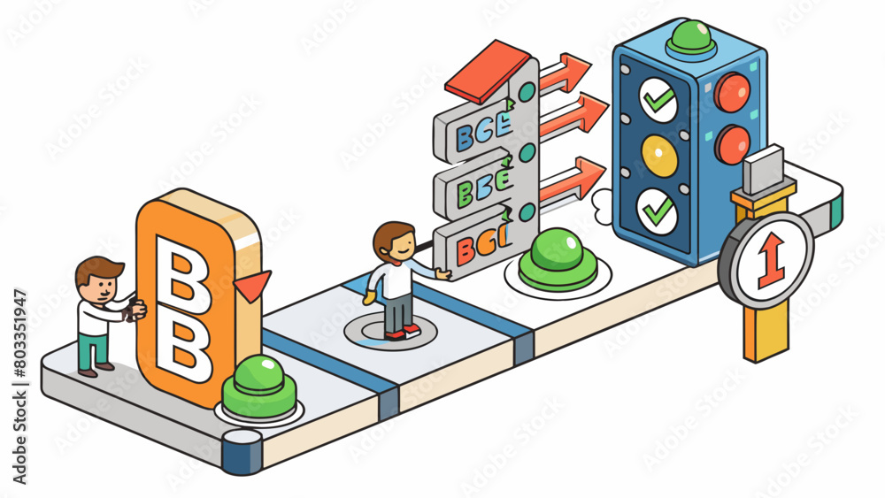 Fototapete Policy B is like a traffic light controlling the flow of actions and decisions within an organization. Just like how the light signals when to go and. Cartoon Vector