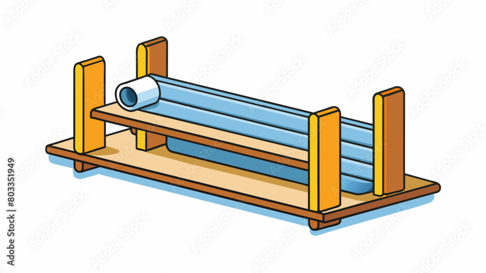 Poster place one of the shelves onto the dowels followed by the other side panel.. cartoon vector