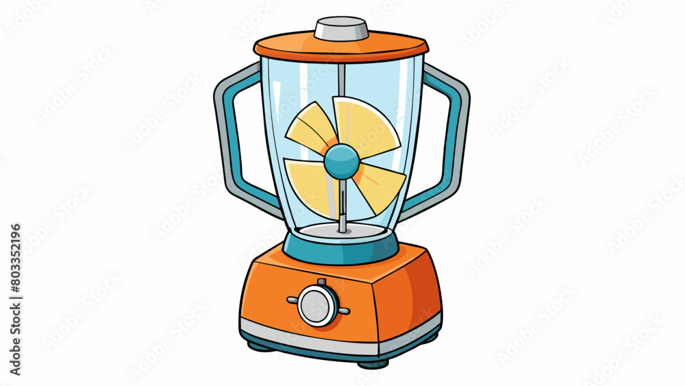 Poster Some household appliances such as blenders have rotating disks that are used for blending and chopping food. The disk is typically made out of sharp. Cartoon Vector