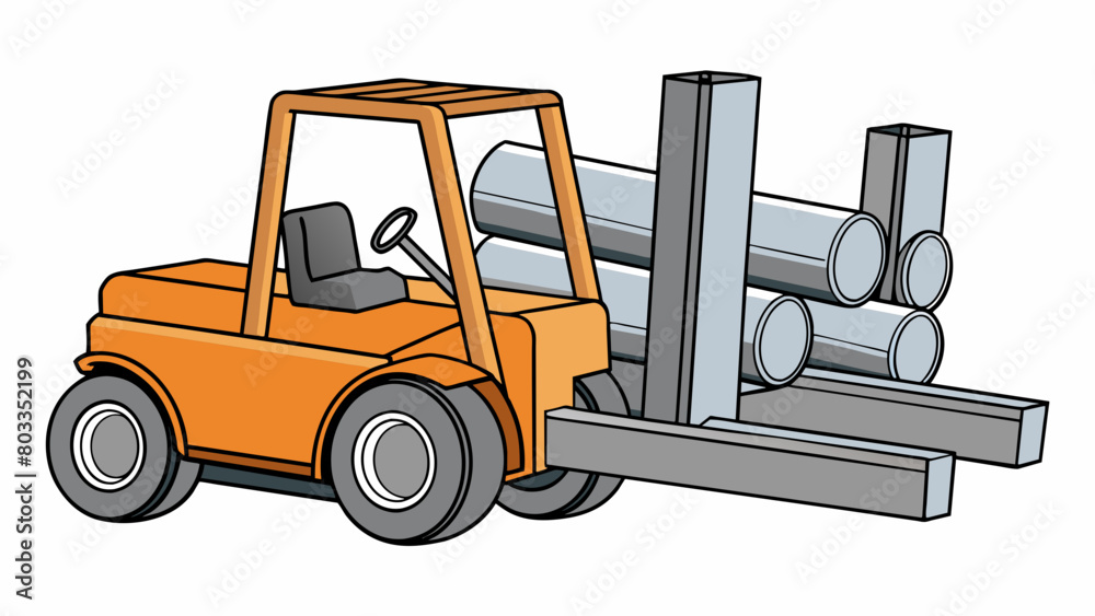 Sticker stacking heavy objects in a construction site a forklift is used to stack heavy materials such as pi