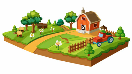 Rustic Farmland As you drive through the county you pass by vast farmland the heart of the local economy. The fields are filled with rows of crops and. Cartoon Vector