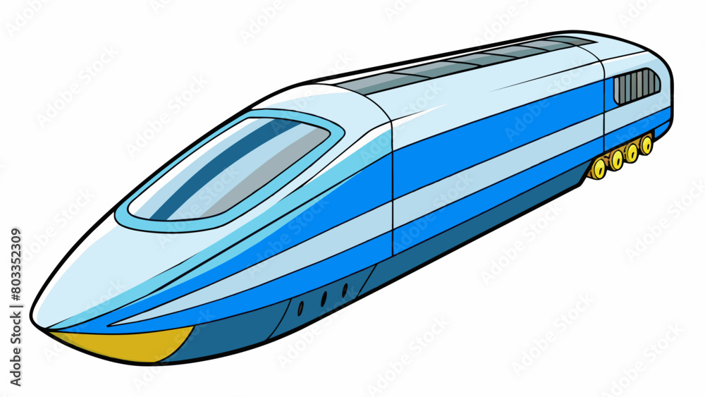 Poster The body of a highspeed train is aerodynamically shaped to reduce air resistance allowing it to travel at high speeds with minimal energy consumption.. Cartoon Vector