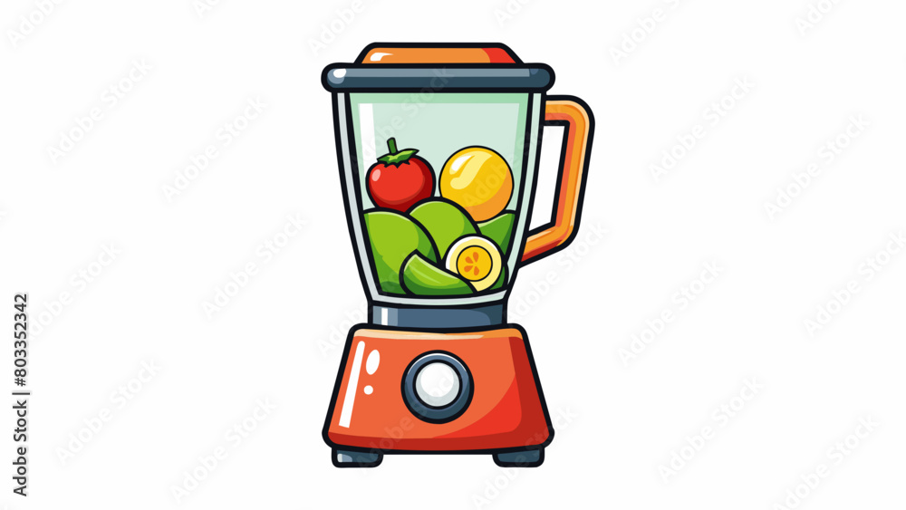 Poster The blender had the ability to blend fruits and vegetables into smooth consistent textures making it perfect for creating healthy and delicious. Cartoon Vector