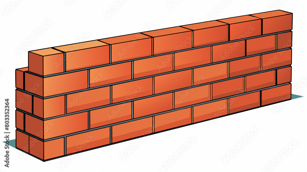Poster The brick wall stretched for 10 feet in length composed of rectangular blocks with rough textured surfaces.. Cartoon Vector