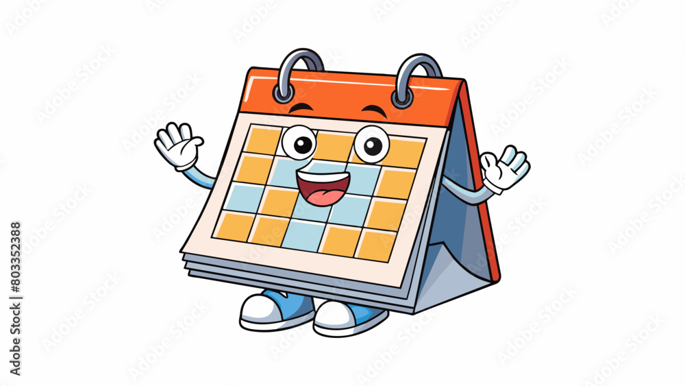 Poster The calendar pages flip steadily revealing a new month with each turn and reminding us of the passing time.. Cartoon Vector