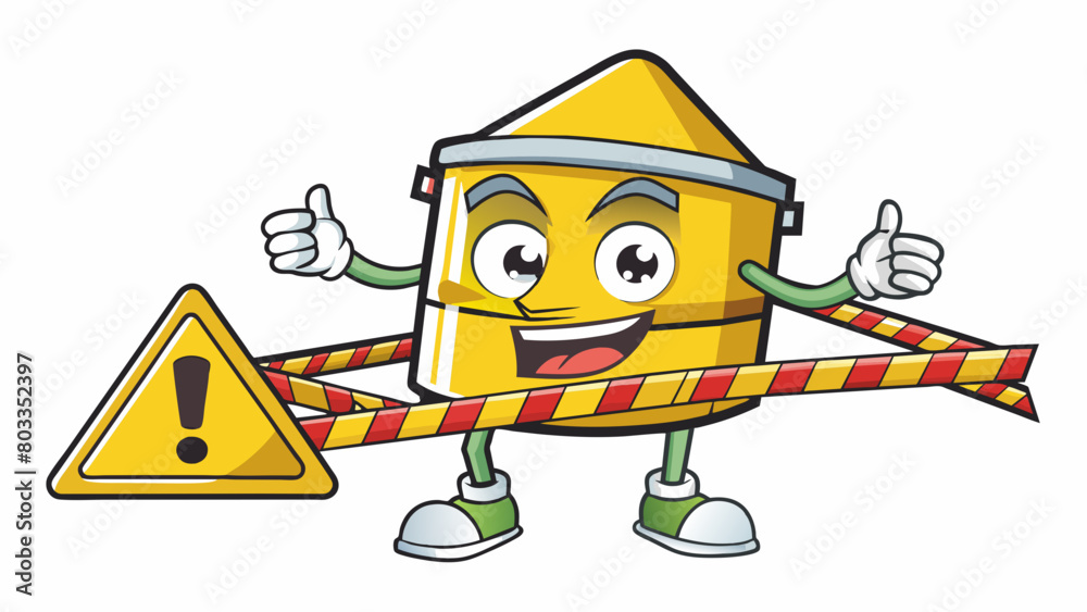 Poster The caution tape cordoned off the construction site warning passersby of the hazards and debris within the area.. Cartoon Vector
