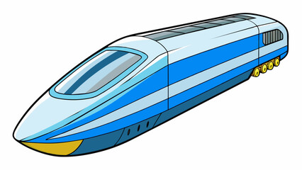 Fototapeta premium The body of a highspeed train is aerodynamically shaped to reduce air resistance allowing it to travel at high speeds with minimal energy consumption.. Cartoon Vector
