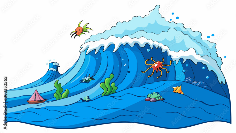 Aufkleber the extent of the oceans depths were unfathomable with massive waves crashing against the shoreline 
