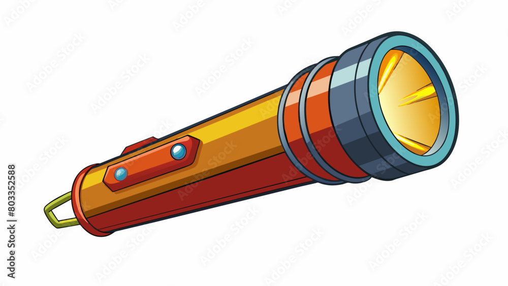 Poster The flashlight had the ability to illuminate the dark corners of the room with its powerful beam that could easily reach up to 20 feet.. Cartoon Vector