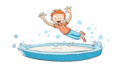 The feeling of weightlessness as you jump into a pool and bubbles of air swirl around your body before rising to the surface.. Cartoon Vector