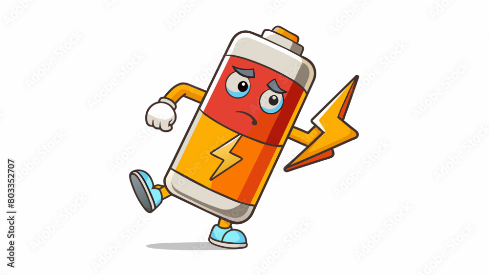 Poster The low battery symbol flashed on the screen serving as a reminder and warning to charge the device before it runs out of power.. Cartoon Vector