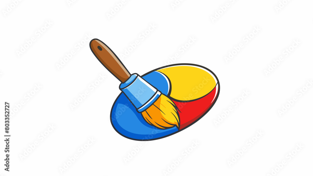 Poster The mixing od involves combining two primary colors to create a new secondary color. This can be achieved by gently swiping a paintbrush back and. Cartoon Vector