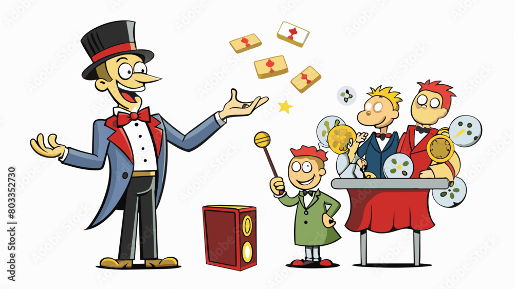 Aufkleber the magicians hands move with lightning speed as he pulls cards and coins out of thin air. his audie