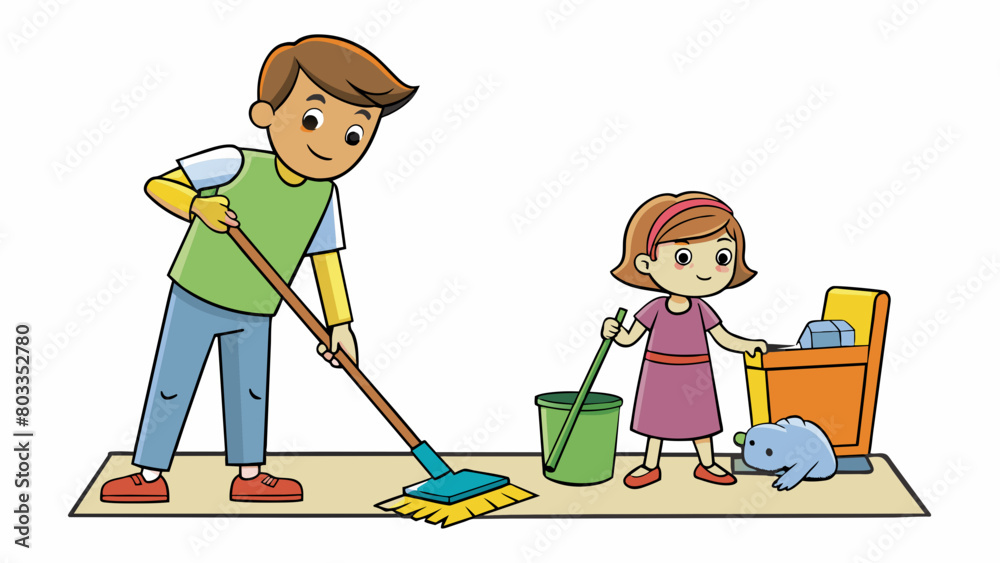 Poster the parent assigned a chore to their child who had to wash the dishes sweep the floor and take out t
