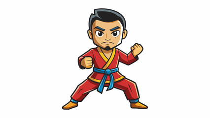 The martial arts master demonstrated each technique with precise body movements providing vocal instructions to his students on how to mimic his form. Cartoon Vector