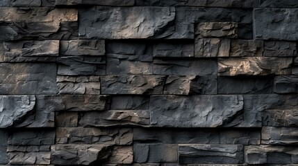 Dark stacked stone wall texture background