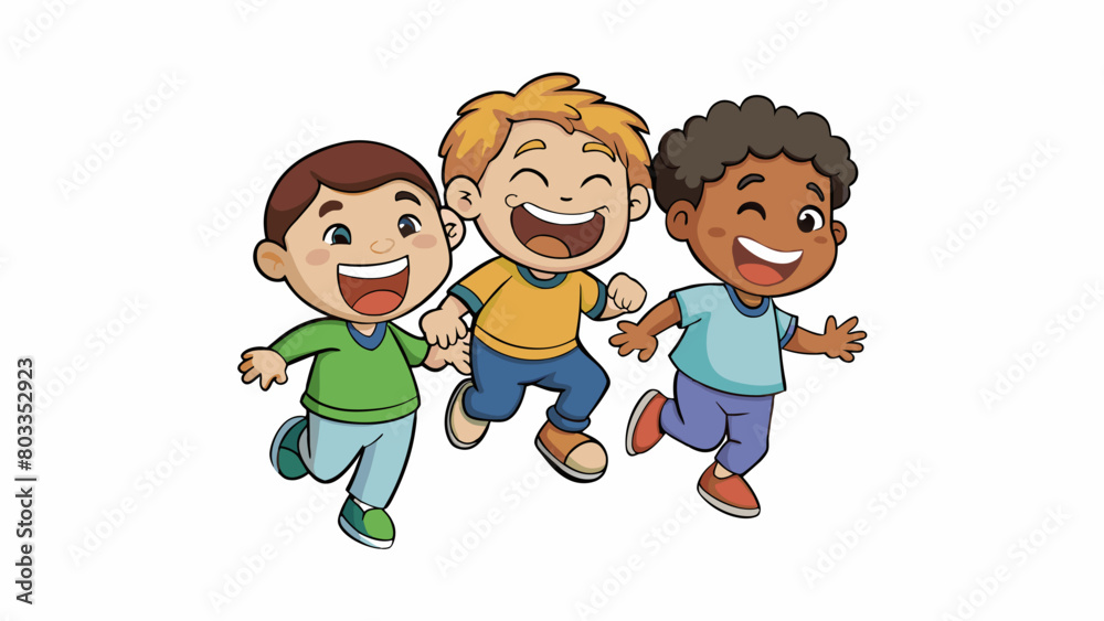 Poster The sound of children laughing and playing reminding you to let go of worries and enjoy the simple and carefree joys of childhood.. Cartoon Vector