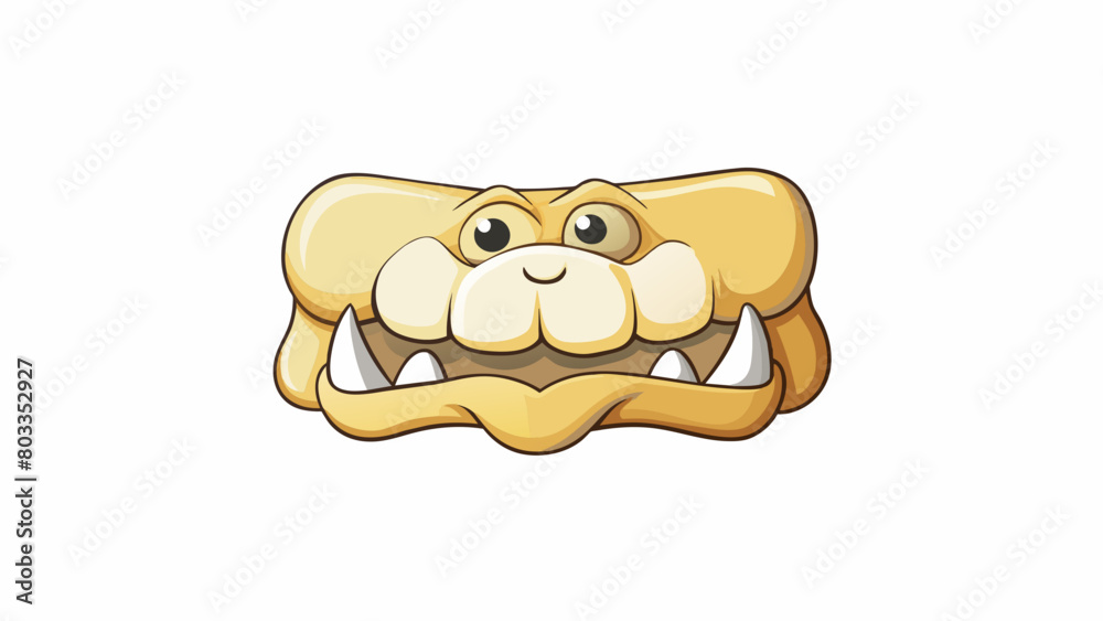 Aufkleber The second tooth is a sharp pointed object that is slightly curved. It is primarily used for and ting food and is typically located towards the front. Cartoon Vector