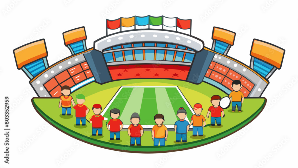 Poster the roar of the crowd echoes through the air as players in vibrant and matching team jerseys take th