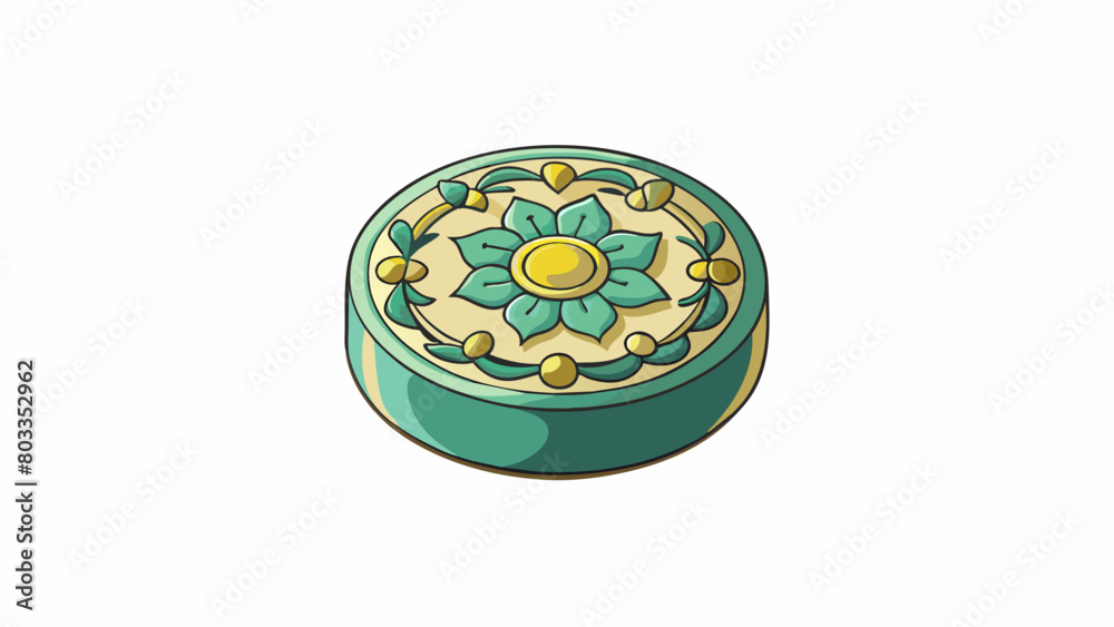 Poster the small circular item was made of delicate porcelain material and featured intricate designs of fl