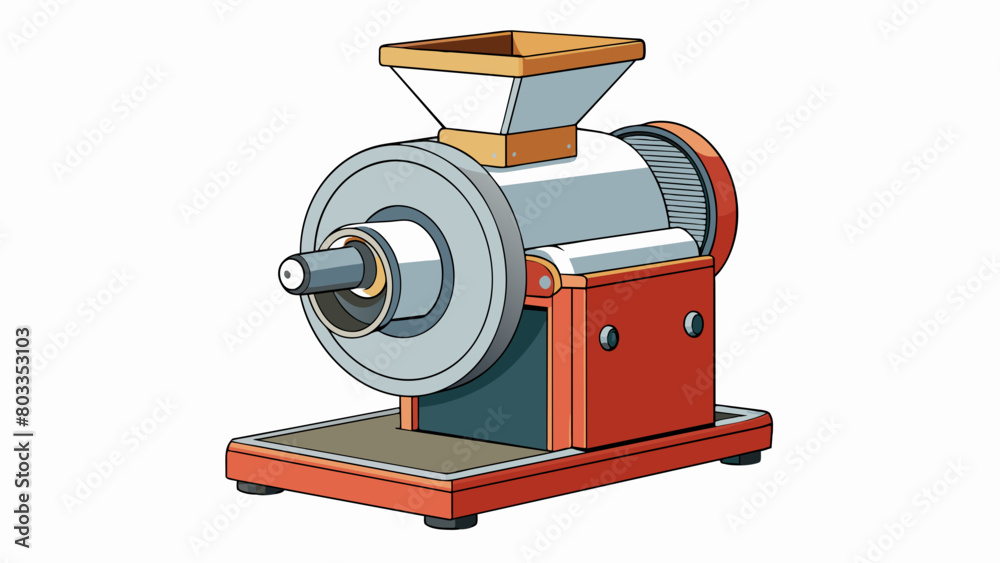 Poster This heavyduty grinder boasts a sy steel frame and a large hopper for holding materials. Its blades are strategically p to quickly and efficiently. Cartoon Vector