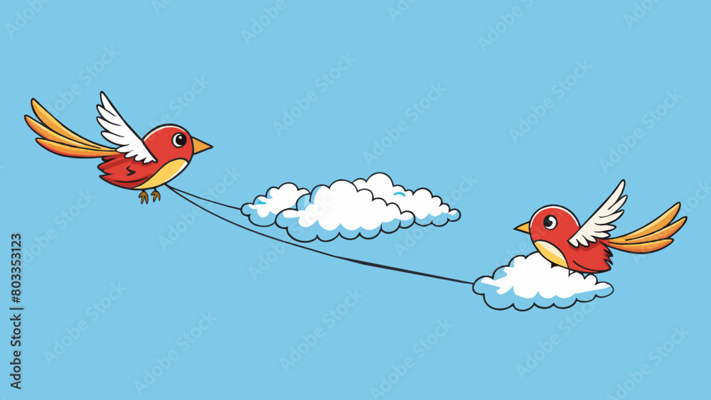 Poster Two birds soaring through the sky sometimes flying together and sometimes taking separate paths showing how in a strong relationship individuals can. Cartoon Vector