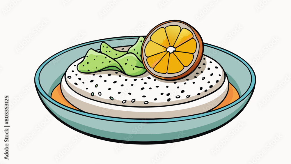 Poster  Topped with a sprinkle of chia seeds and a slice of citrus fruit for garnish. . Cartoon Vector