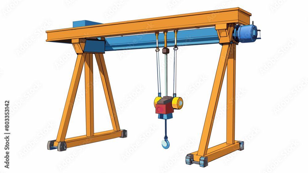 Poster This type of hoist is a stationary machine with a tall vertical frame and a motorized pulley system used to elevate workers and materials to different. Cartoon Vector