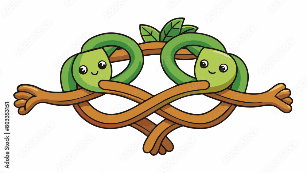 Poster Two branches on a tree intertwined and supporting each other through every storm. They may bend and sway but they never break showing the strength and. Cartoon Vector