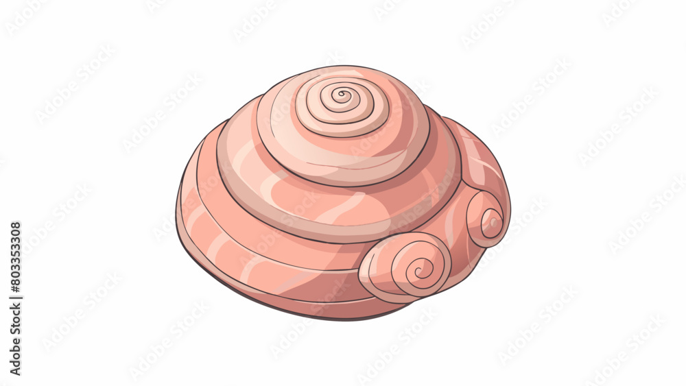 Aufkleber While sitting on the beach I found a small smooth seashell buried in the sand. It was a pale pink color and had intricate swirling patterns etched. Cartoon Vector